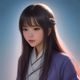 调教女仆导航站内容审核编辑小树的个人头像，一位扎马尾的年轻女性，背景为明亮的工作室，手持平板电脑，表情轻松自信